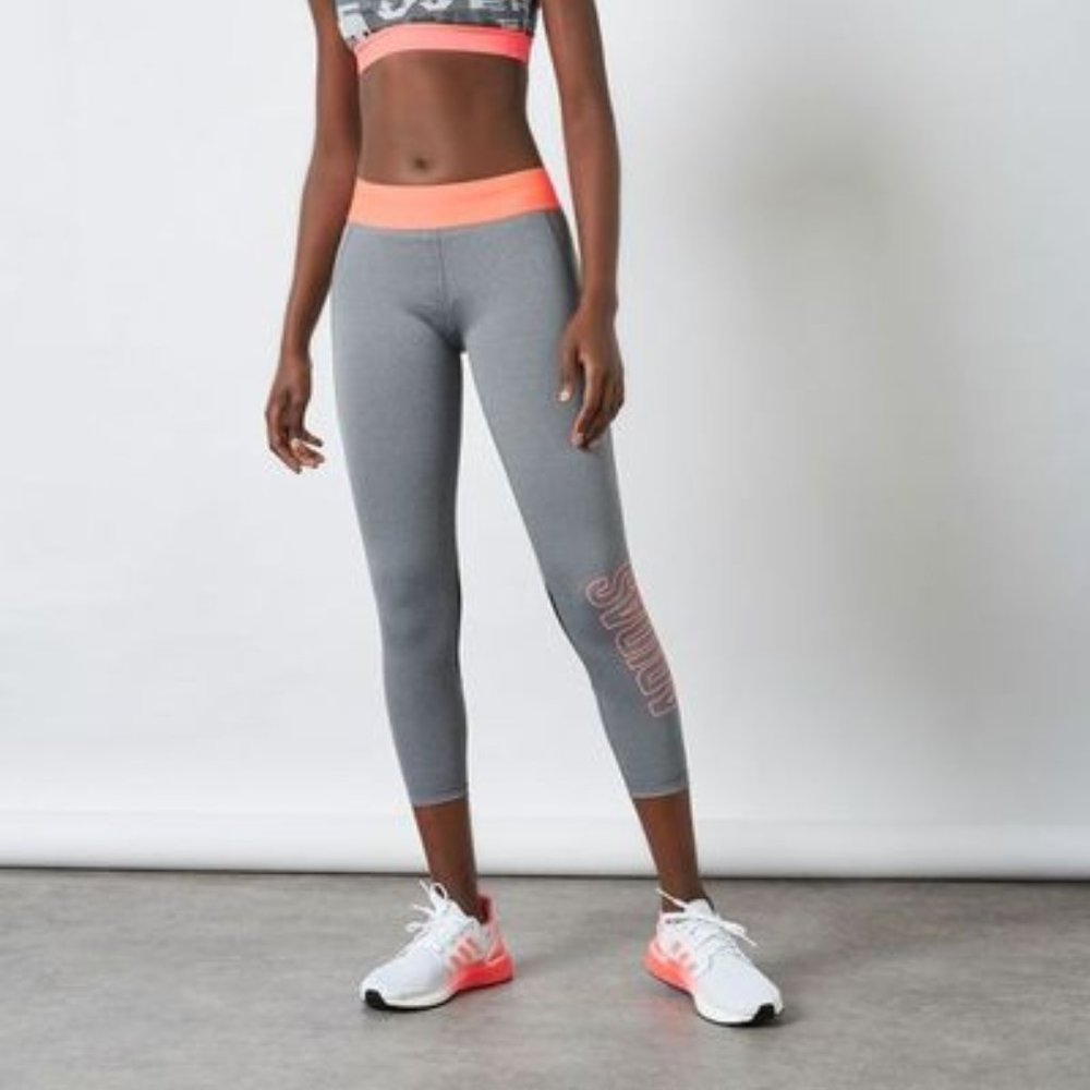 NWT adidas Alpha Skin 7/8 Training Leggings Dark Grey Heather/Signal Pink